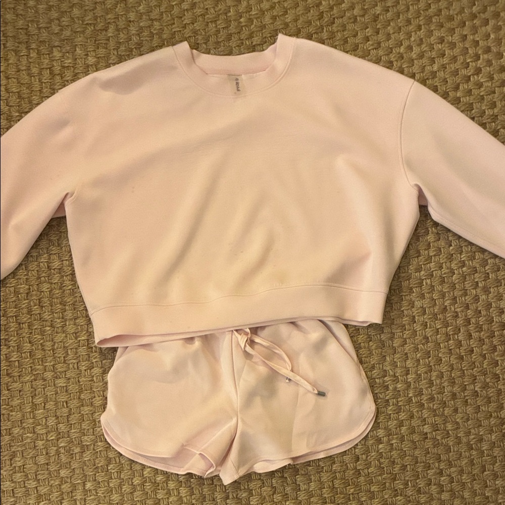 Light Pink Sweatshirt and Shorts Set
